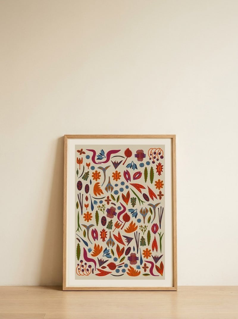 Ornaments — framed, leaning against the wall