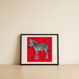 Vibrant Zebra Abstract — framed, leaning against the wall thumbnail