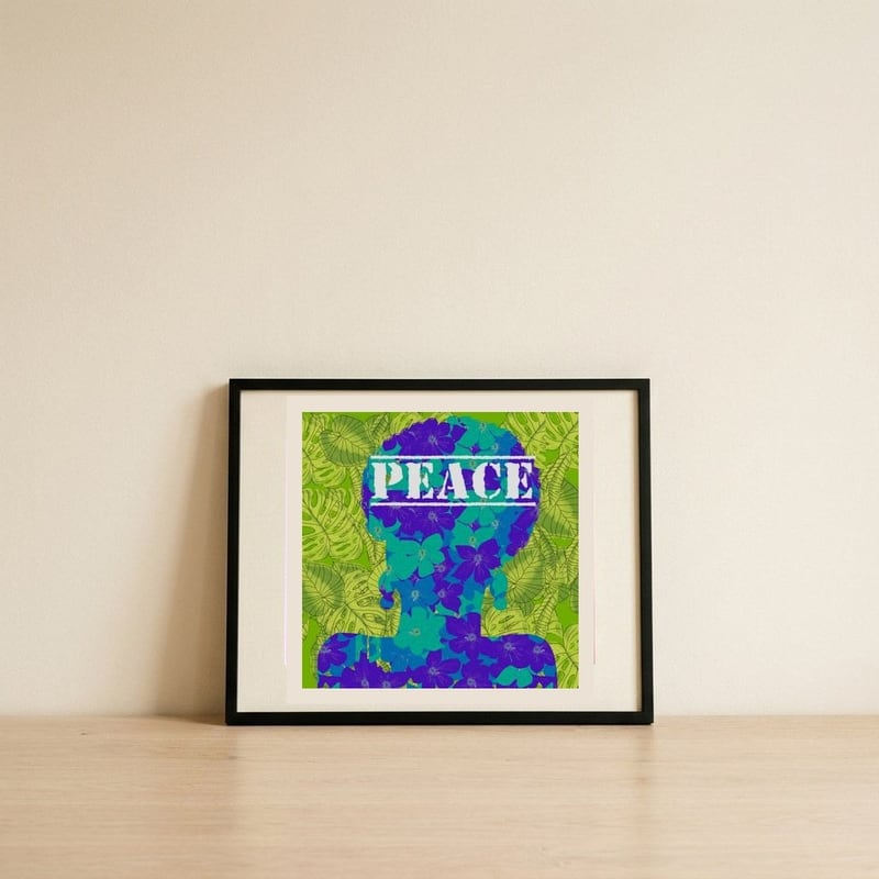 Peaceful Floral Silhouette — framed, leaning against the wall