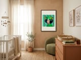 Mod Green Floral Fashion framed in a tender room thumbnail