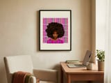 Vibrant Afro Pattern Portrait framed in a focused room thumbnail