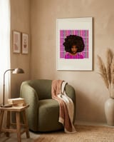 Vibrant Afro Pattern Portrait framed in a tender room thumbnail
