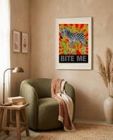 Zebra Says Bite Me framed in a tender room thumbnail