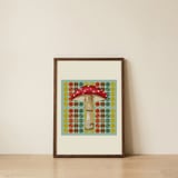 Groovy Red Mushroom — framed, leaning against the wall thumbnail
