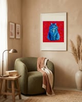 Vibrant Blue Cat Portrait framed in a tender room thumbnail