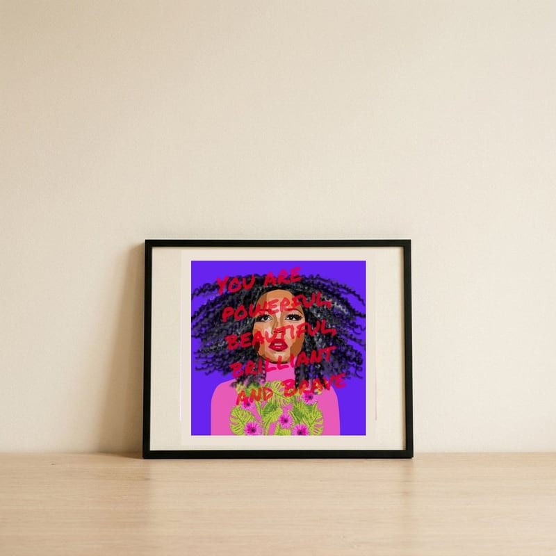 Empowering Woman Portrait — framed, leaning against the wall