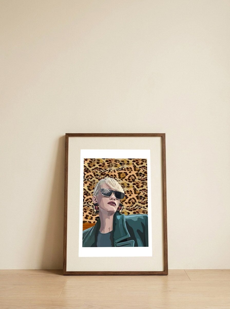 Bold Fashion Leopard Chic — framed, leaning against the wall