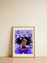 Purple Floral Gaze — framed, leaning against the wall thumbnail