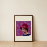 Retro Woman Red Hat — framed, leaning against the wall thumbnail