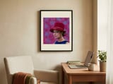 Retro Woman Red Hat framed in a focused room thumbnail