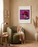 Retro Woman Red Hat framed in a tender room thumbnail