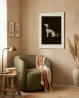 Elegant White Greyhound framed in a tender room thumbnail