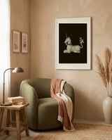 Regal White Unicorn framed in a tender room thumbnail