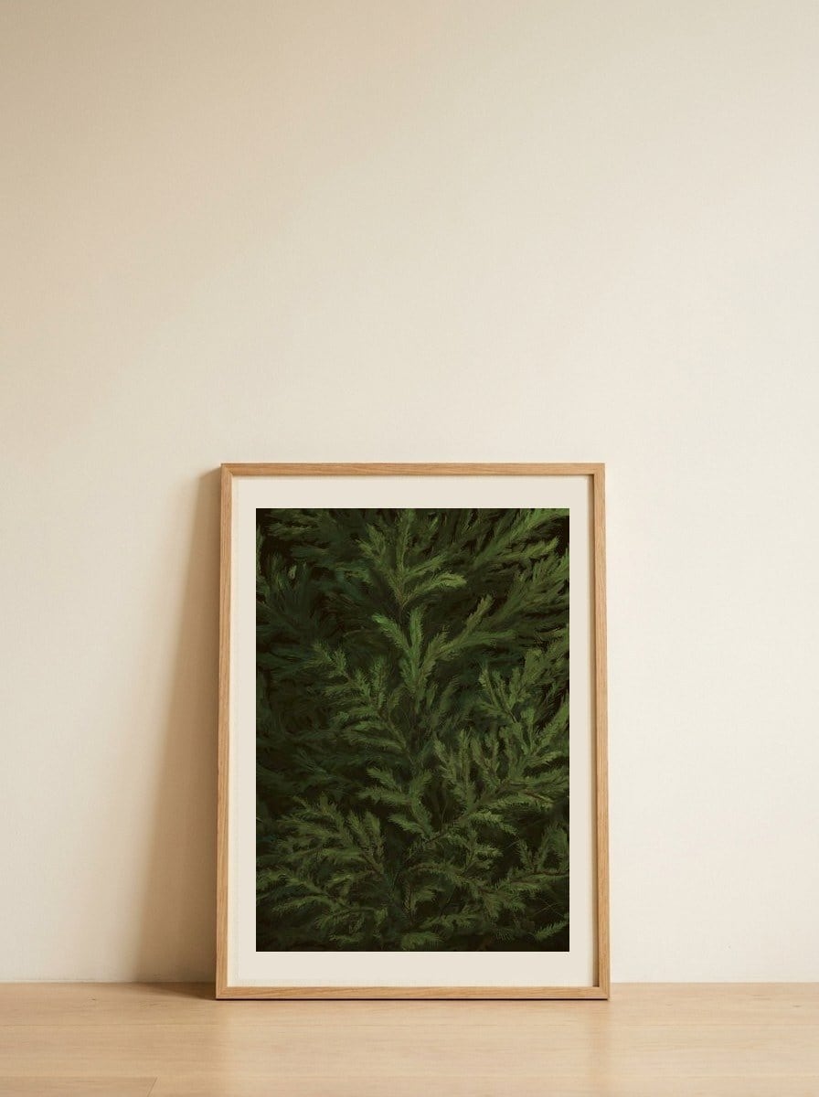 Lush Forest Green — framed, leaning against the wall