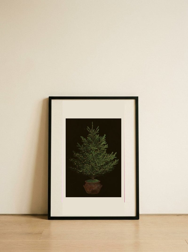 Glowing Christmas Tree — framed, leaning against the wall