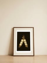 Golden Pea Pod Pearls — framed, leaning against the wall thumbnail