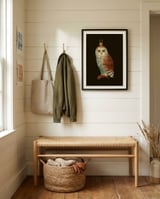 Barn Owl Ornament framed in a relaxed room thumbnail