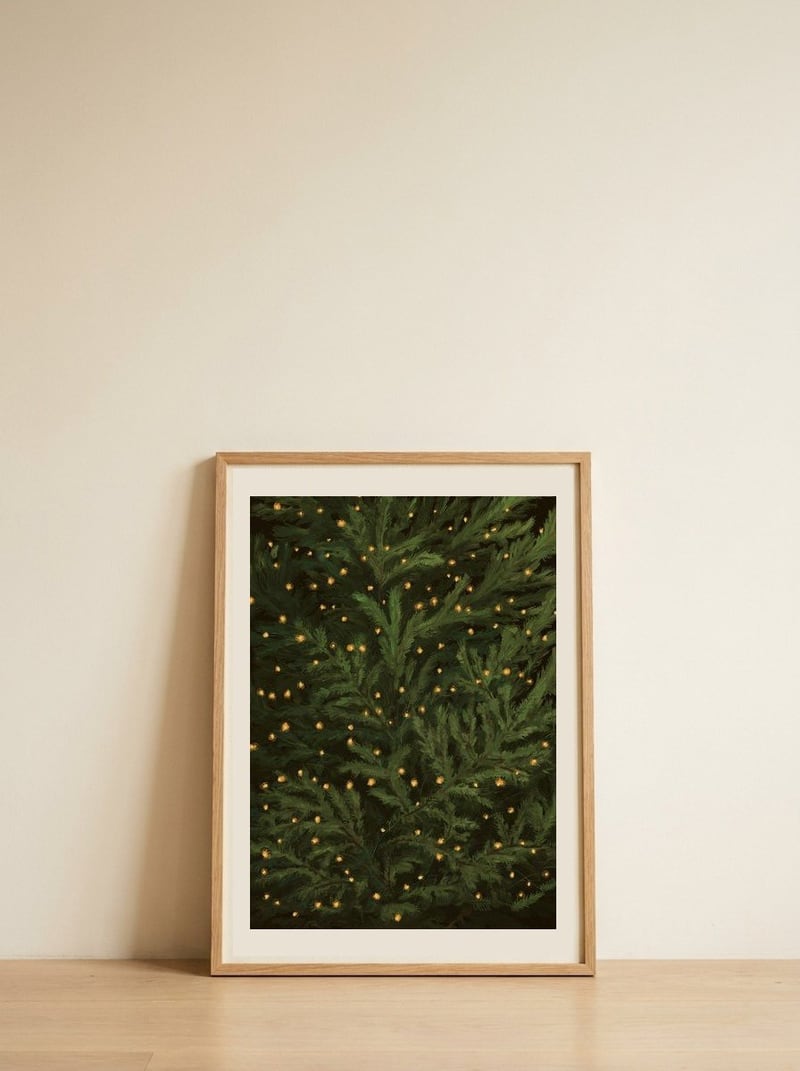 Glowing Christmas Tree — framed, leaning against the wall