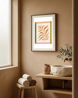 Warm Botanical Leaves framed in a serene room thumbnail