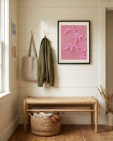 Pink Botanical Leaves framed in a relaxed room thumbnail