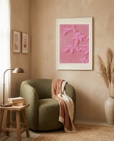 Pink Botanical Leaves framed in a tender room thumbnail