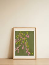 Pink Green Leaves — framed, leaning against the wall thumbnail