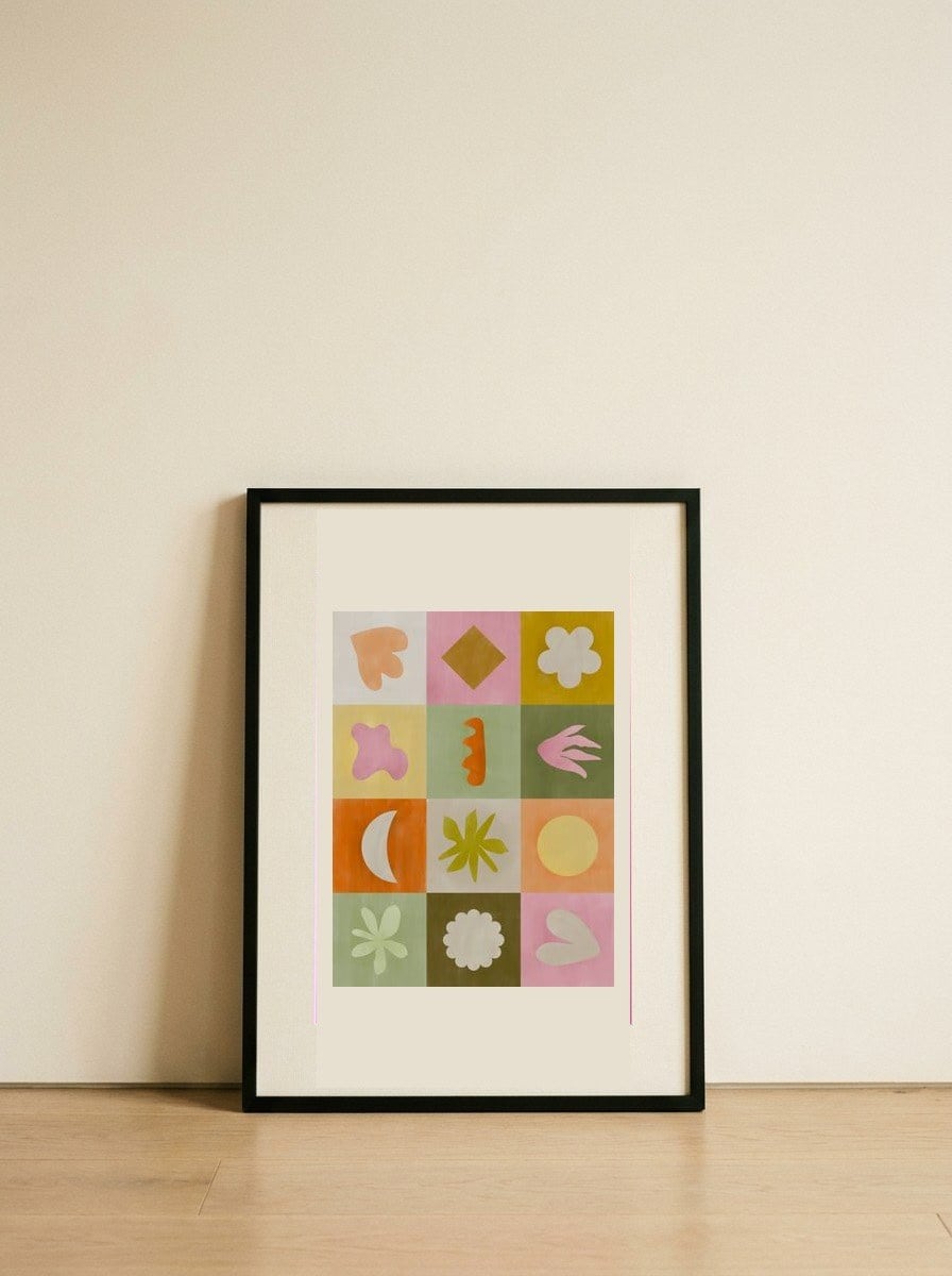 Layered Forms 1 — framed, leaning against the wall