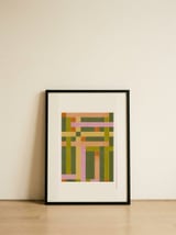 Colorful Geometric Weave — framed, leaning against the wall thumbnail