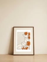 Minimalist Orange Blooms — framed, leaning against the wall thumbnail