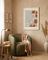 Minimalist Orange Blooms framed in a tender room thumbnail