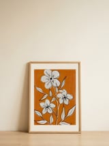 Abstract Orange Floral — framed, leaning against the wall thumbnail