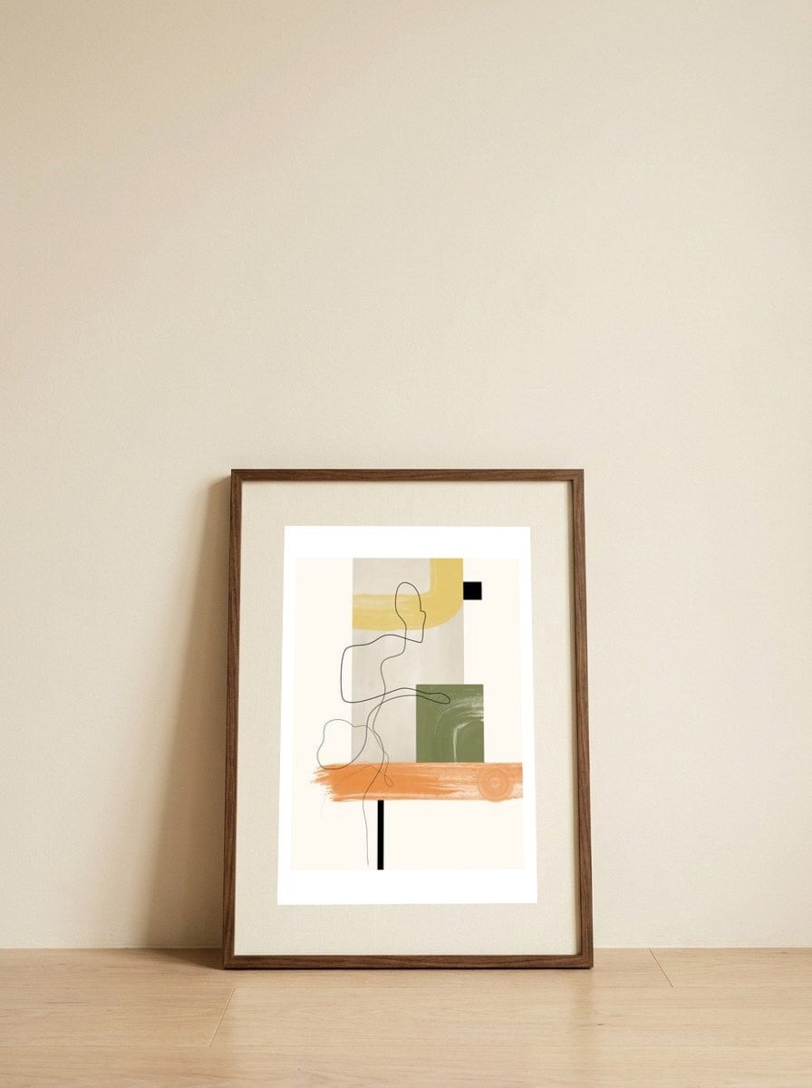 Abstract Line Figure Art — framed, leaning against the wall