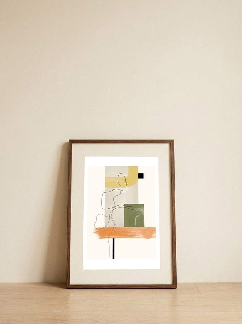 Abstract Line Figure Art — framed, leaning against the wall