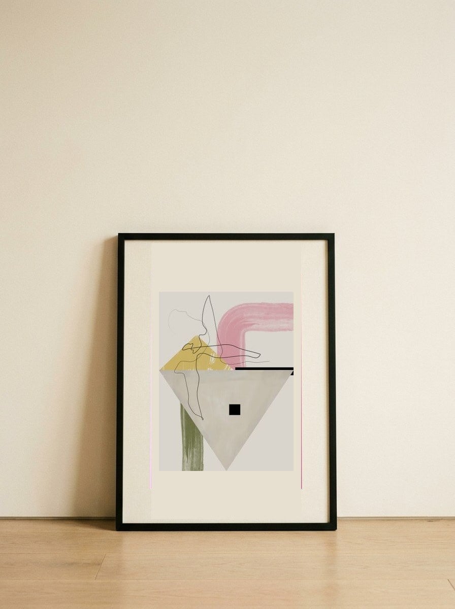 Soft Geometric Abstract — framed, leaning against the wall
