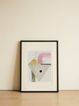 Soft Geometric Abstract — framed, leaning against the wall thumbnail