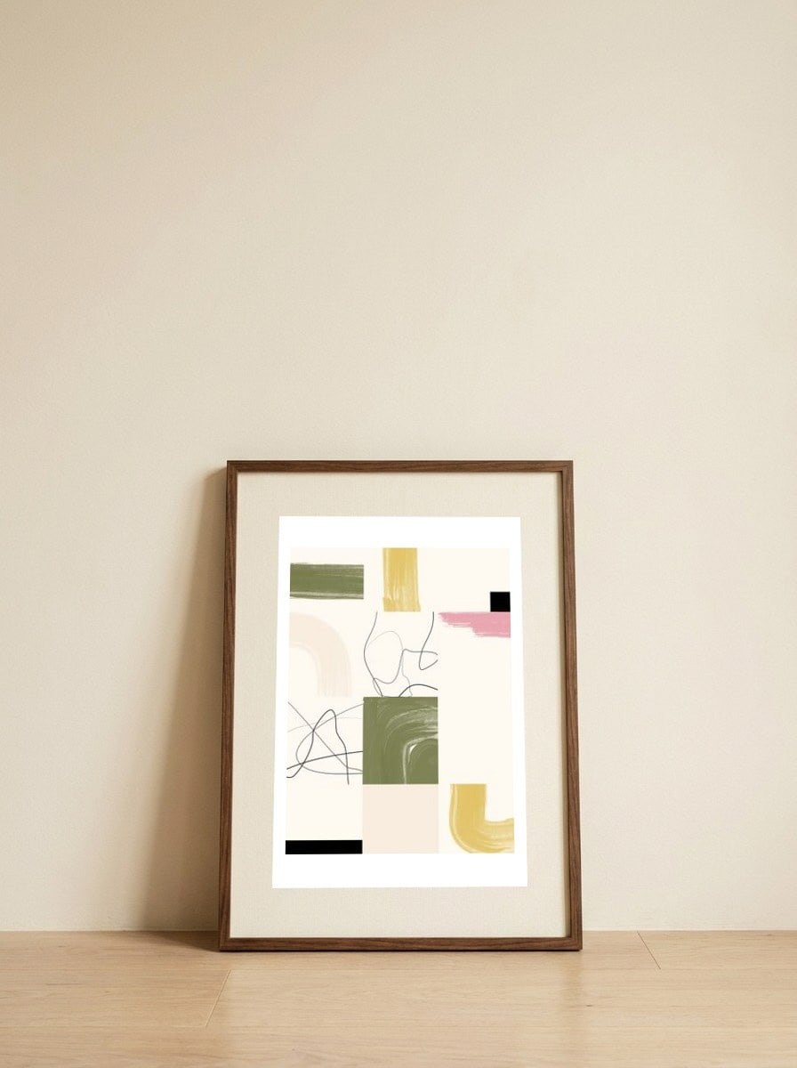 Abstract Color Blocks — framed, leaning against the wall