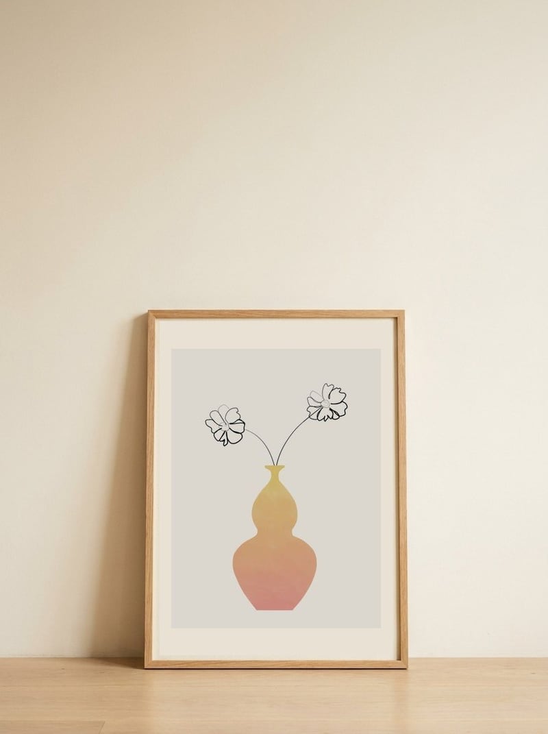 Elegant Botanical Still Life — framed, leaning against the wall