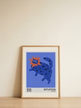 Cosmic Intuition Cat — framed, leaning against the wall thumbnail