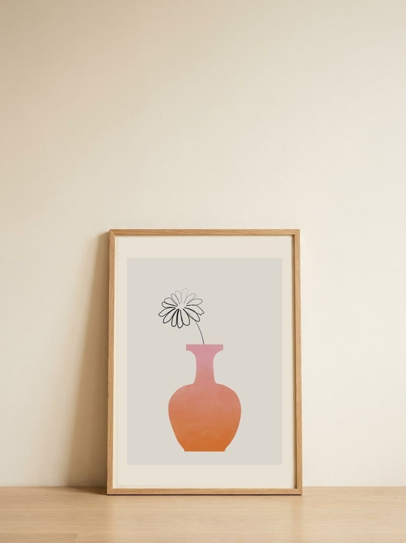 Minimal Pink Vase — framed, leaning against the wall