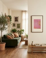 Pink Abstract Flow framed in a grounding room thumbnail