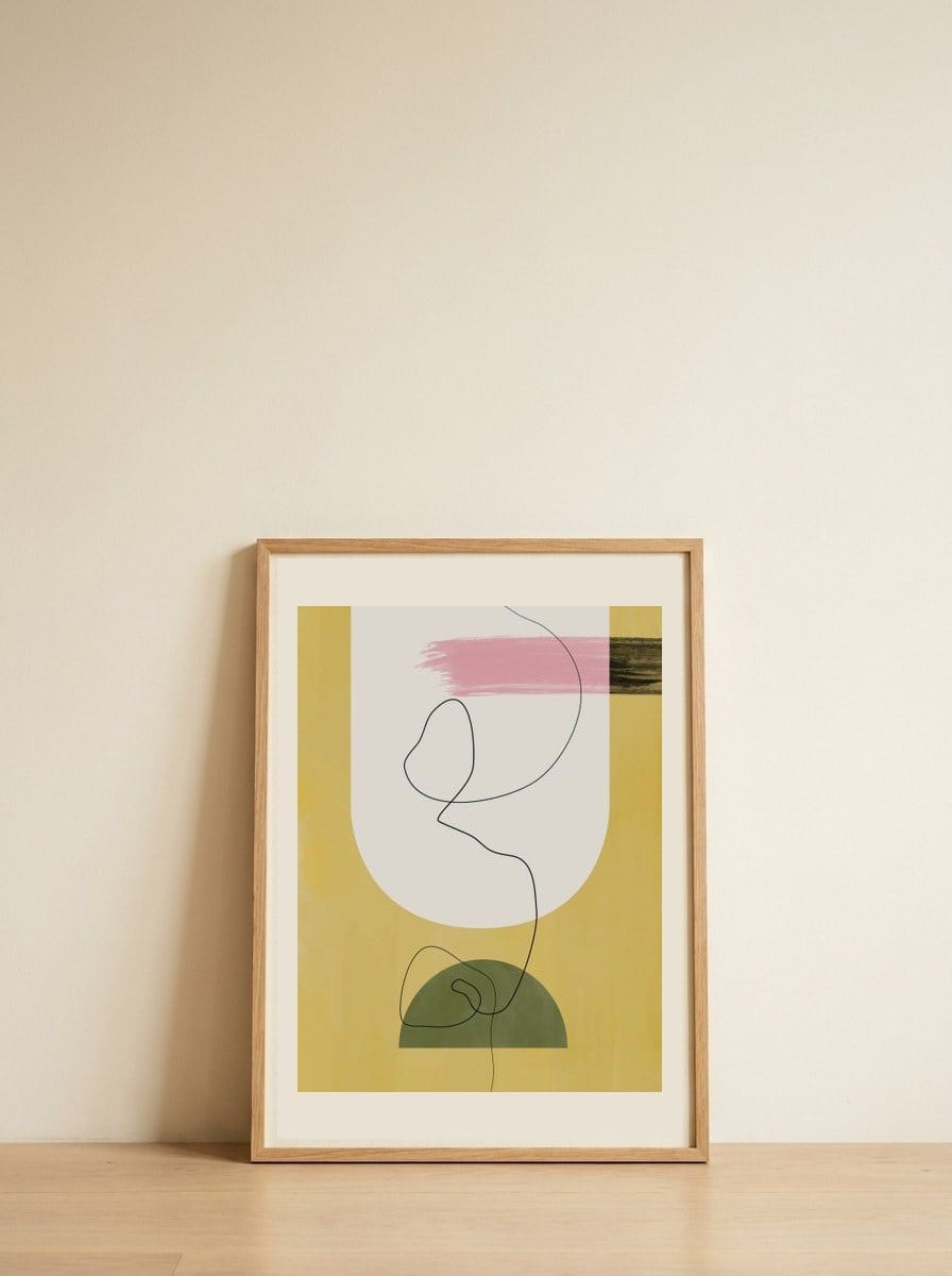 Modern Abstract Curves — framed, leaning against the wall