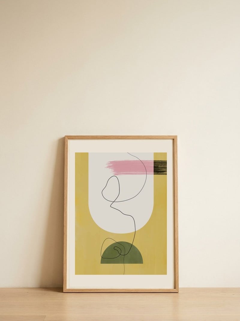 Modern Abstract Curves — framed, leaning against the wall