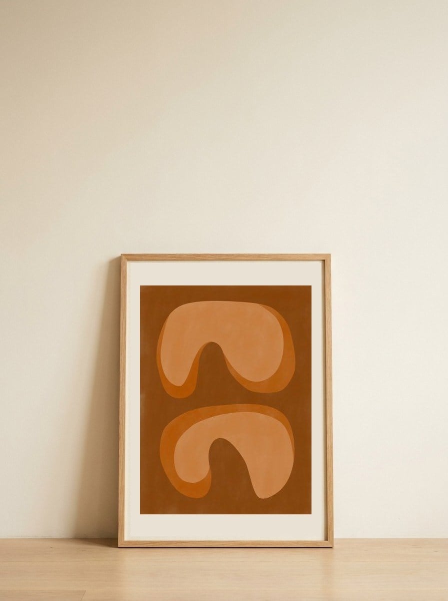 Warm Organic Shapes — framed, leaning against the wall