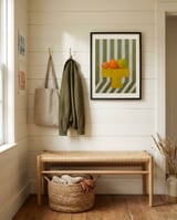 Colorful Striped Fruit Bowl framed in a relaxed room thumbnail