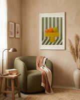 Colorful Striped Fruit Bowl framed in a tender room thumbnail