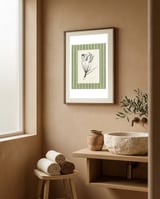Minimalist Line Art Flower framed in a serene room thumbnail
