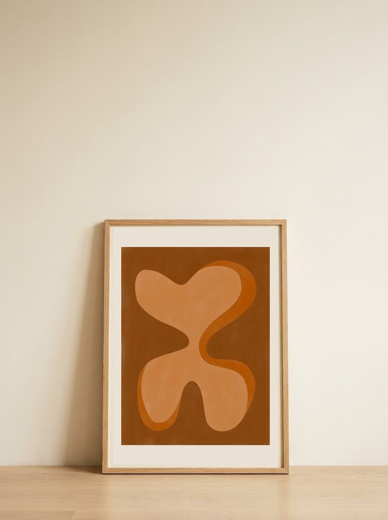 Organic Abstract Shape — framed, leaning against the wall