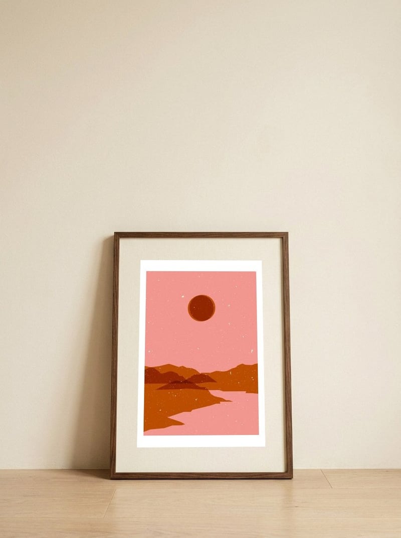 Moon  landscape — framed, leaning against the wall