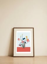 Flowers in a glass vase — framed, leaning against the wall thumbnail