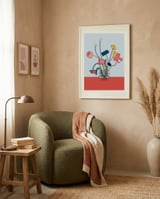 Flowers in a glass vase framed in a tender room thumbnail
